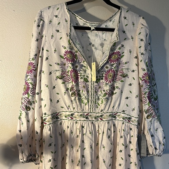 Max studio NWT. Linen and rayon chrysanthemum dress maxi size large - Picture 4 of 11